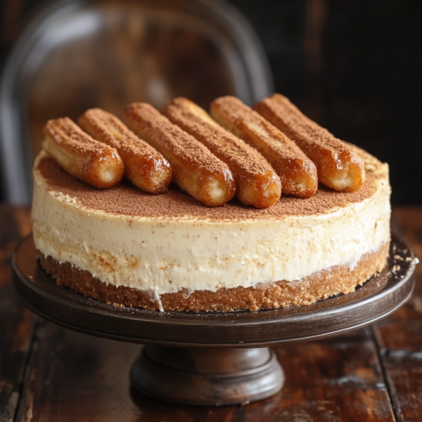 Delicious homemade churro cheesecake with a cinnamon-sugar crust and creamy filling