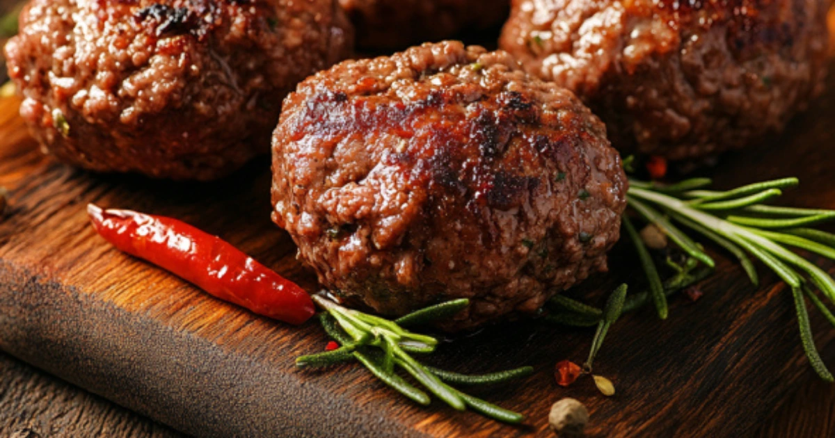 A plate of cooked ground beef with vegetables, representing Walmart's ground beef safety.