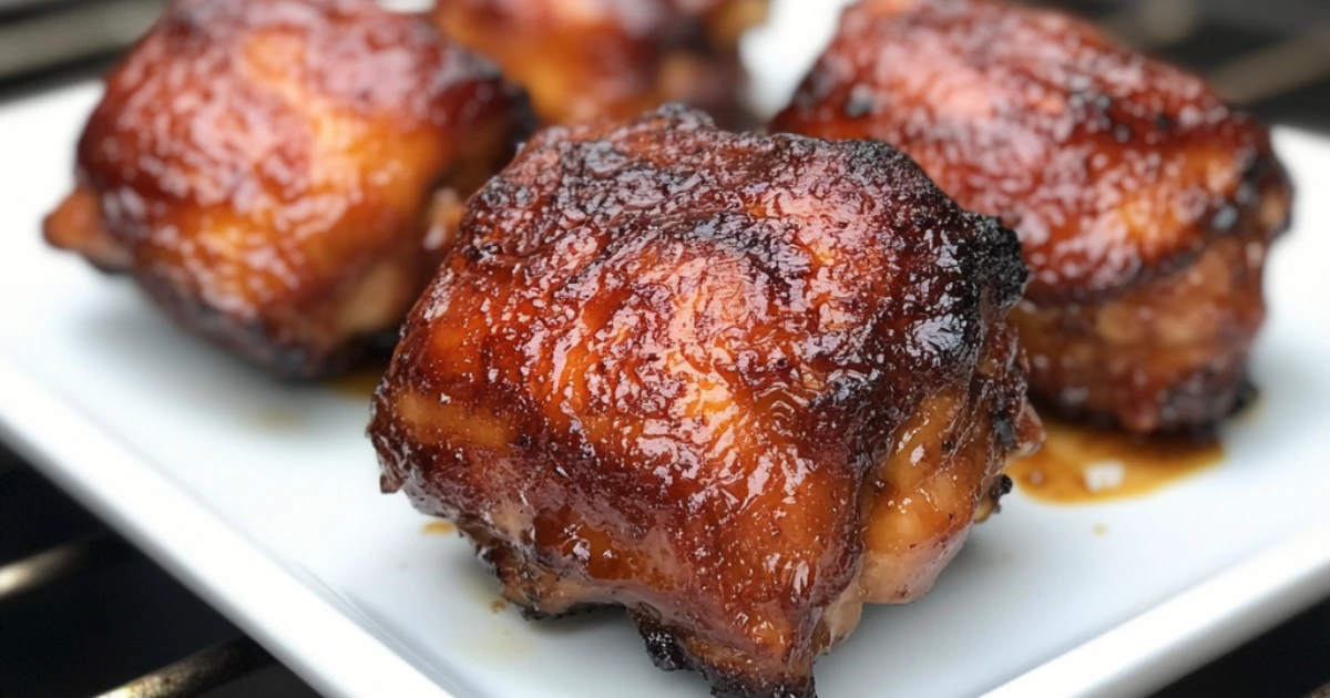 Perfectly smoked chicken thighs with crispy skin and tender meat, ideal for BBQ lovers