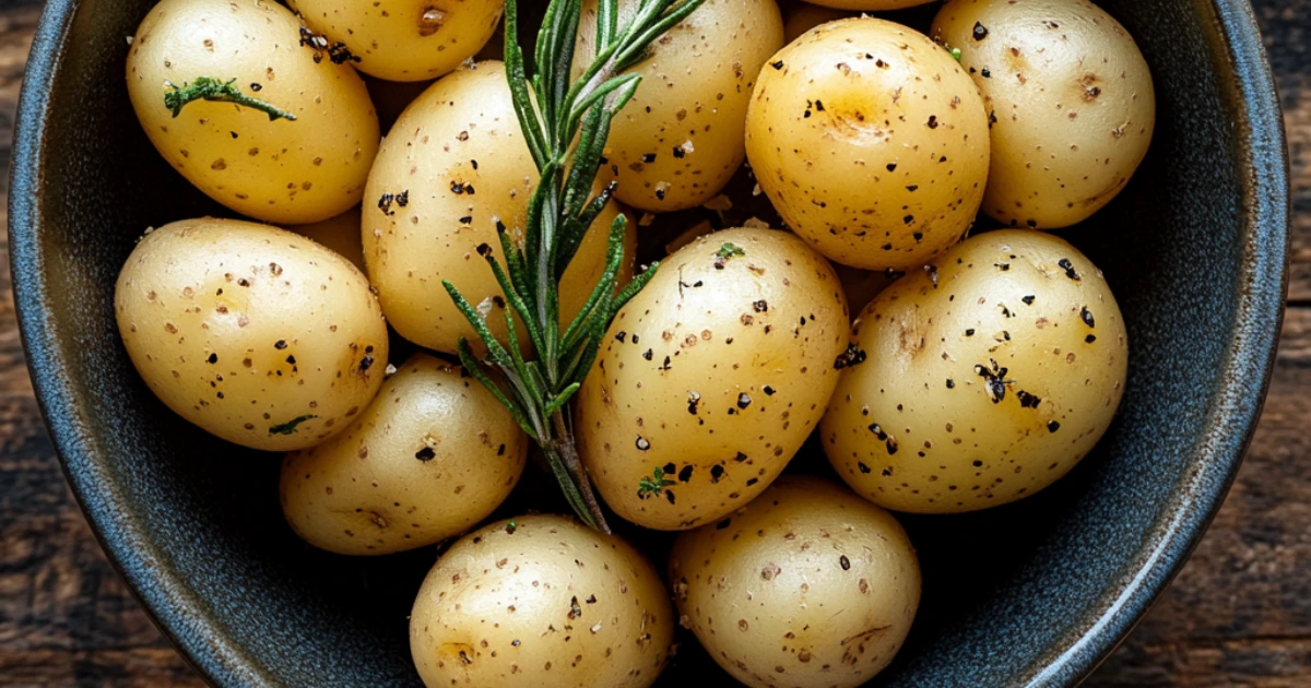 Delicious Yukon Gold potatoes roasted with herbs and garlic for a crispy, golden exterior and creamy interior