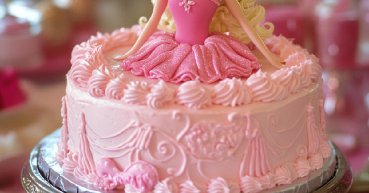 A beautifully decorated Barbie cake with intricate fondant details and vibrant colors, perfect for themed celebrations