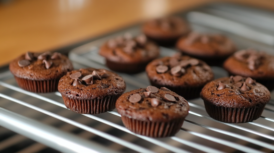 A beautifully frosted chocolate chip cupcake with a swirl of buttercream and a sprinkle of chocolate chips.