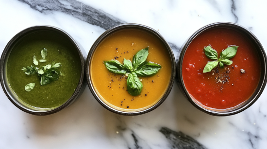 A hearty bowl of vegetarian and vegan soup filled with colorful vegetables, lentils, and fresh herbs, served with crusty bread