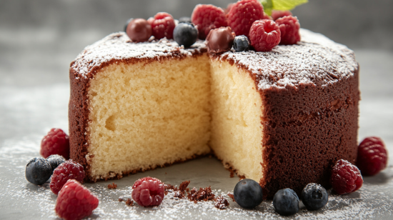 Neapolitan ice cream served with slices of chocolate and vanilla sponge cakes, creating a perfect pairing of flavors and textures